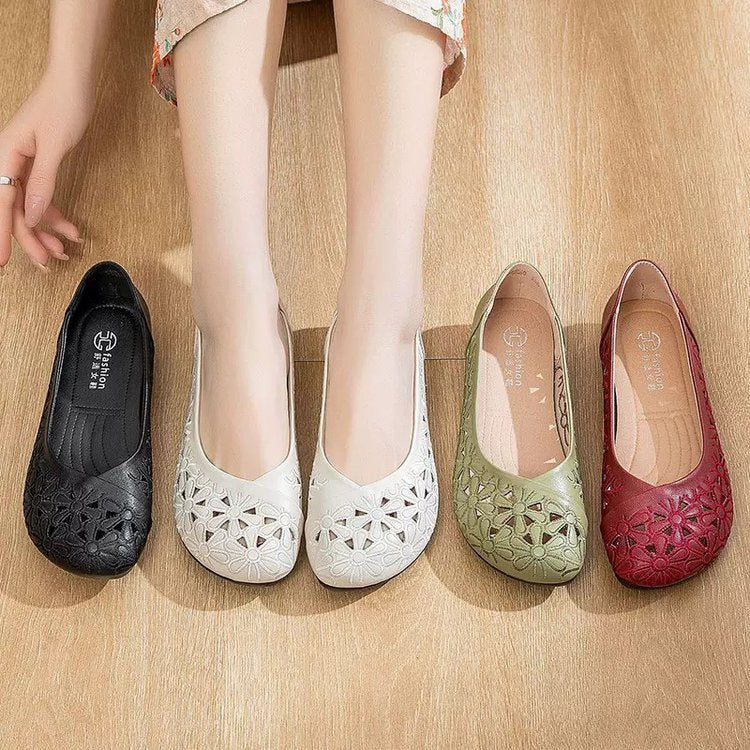 Womens Breathable Flat Non-slip Leather Sandals Soft