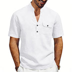 Men's Solid Color Linen T-shirt