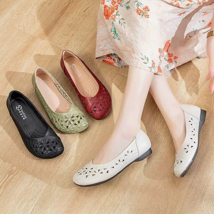 Womens Breathable Flat Non-slip Leather Sandals Soft
