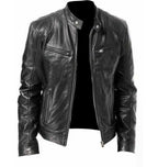 Gentleman's Warm Zipper Cardigan Pocket Decorated Pu Leather Coat