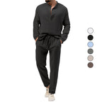 Solid Color Casual T-shirt Long Sleeve Shirt Trousers Suit