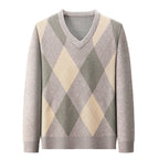 Mens Stylish Casual V-Neck Knitted Sweater