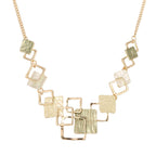 Color Painting Oil Geometric Square Ear Studs Bracelet And Necklace Set