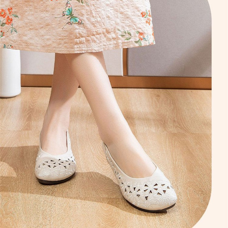 Womens Breathable Flat Non-slip Leather Sandals Soft