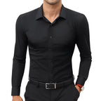 Stretch White Button-Down Mens Plus-Size Shirt