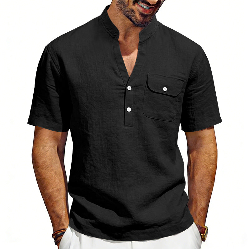 Men's Solid Color Linen T-shirt