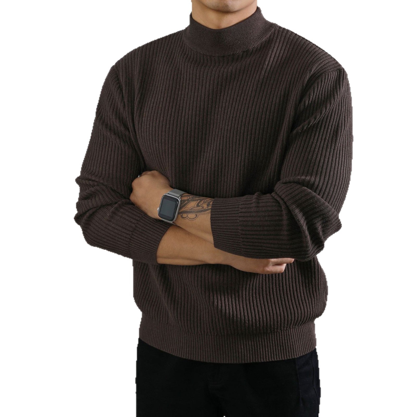 Mens Warm Korean-style With Vertical Stripes For Layering