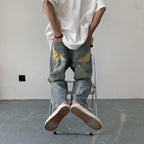 Men's Fashionable Plus-Size Loose Straight-Leg Jeans