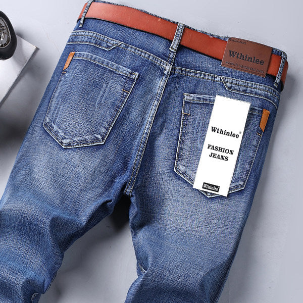 Men's Slim-Fit Washed Loose Denim Jeans