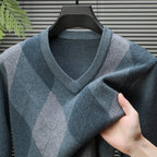 Mens Stylish Casual V-Neck Knitted Sweater