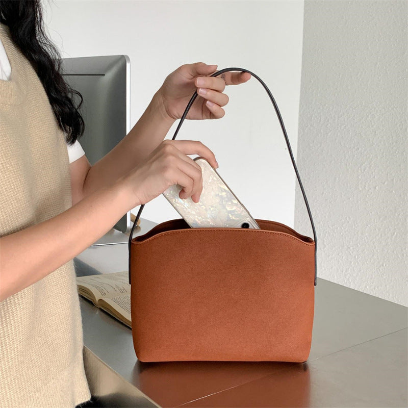 Retro Suede-Like Simple All-Match Tote Bag For Women