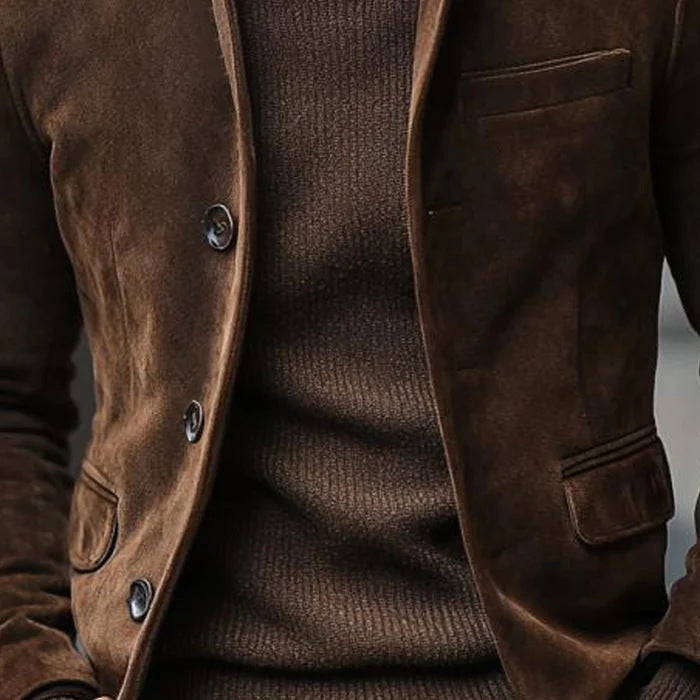 Mens Retro Casual Suede Work Jacket