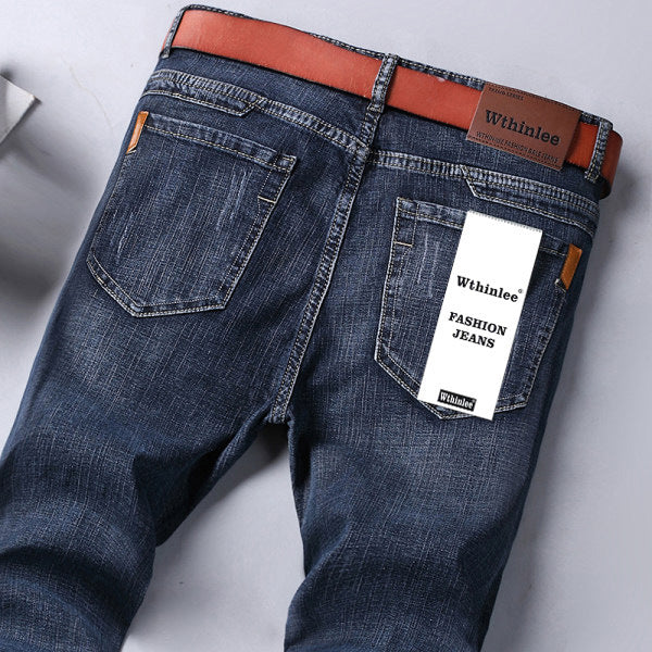 Men's Slim-Fit Washed Loose Denim Jeans