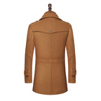 Men's Woolen Coat Double Collar Standard Vertical Zipper Coat Jacket