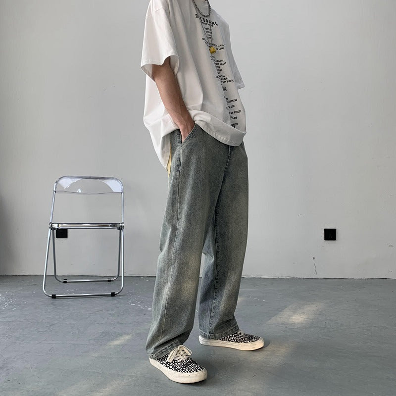 Men's Fashionable Plus-Size Loose Straight-Leg Jeans
