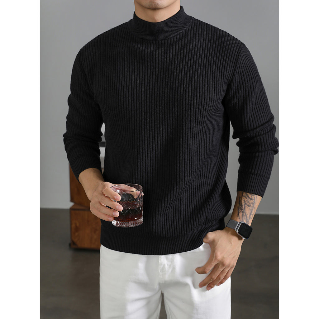 Mens Warm Korean-style With Vertical Stripes For Layering