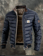 Vintage Leather Quilted Patchwork Thermal ZipUp Outdoor Jacket
