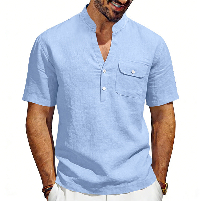 Men's Solid Color Linen T-shirt
