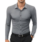 Stretch White Button-Down Mens Plus-Size Shirt