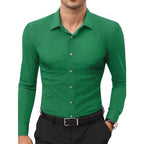 Stretch White Button-Down Mens Plus-Size Shirt